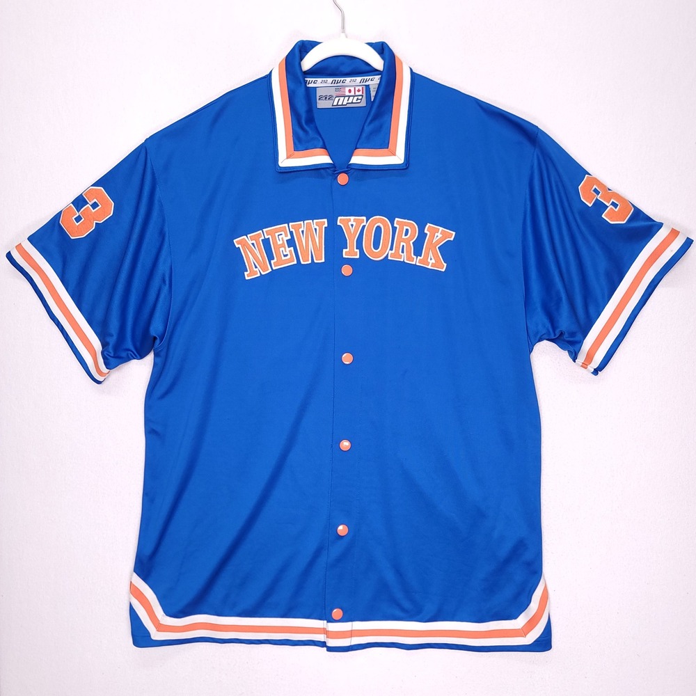 212 NYC New York 33 Jersey Shirt Mens 3XL Blue Snap Front Basketball